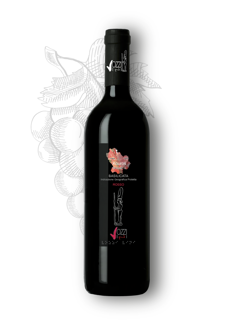 bottiglia vino rosso kouros vozzi vini