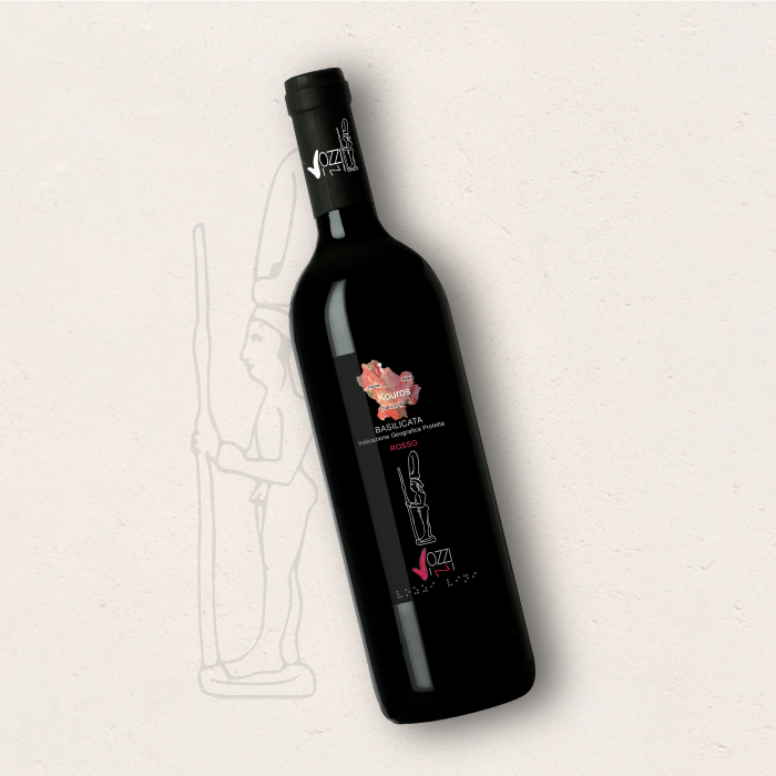 bottiglia di vino kouros rosso vozzi vini